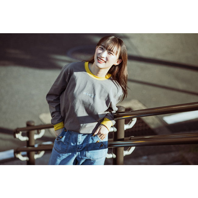 Ringer Long Sleeve T-Shirt《Charcoal×Yellow》 – No Big Deal 